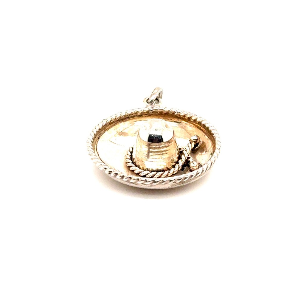 Vintage Sterling Silver Sombrero Charm Pendant 925 Mexico Hat Jewelry 3g